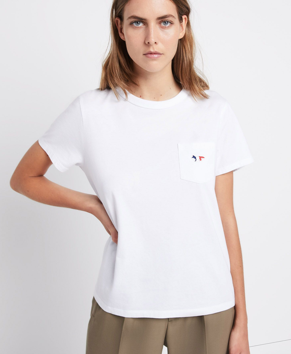 Tricolour fox pocket t-shirt WHITE