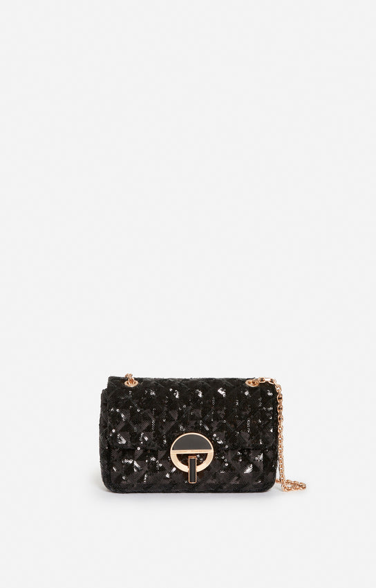 Medium Moon Sequined Bag, Black