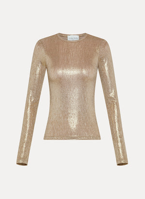 t–shirt in lamé jacquard jersey, gold