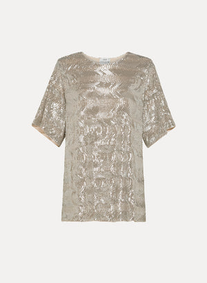 la danza del mare sequin t-shirt, silver