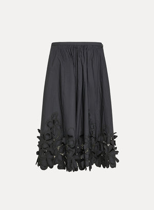 en fleur embroidery skirt, nero