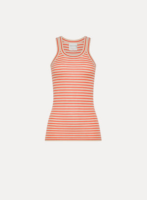 ribbed tank in merino wool, lacca