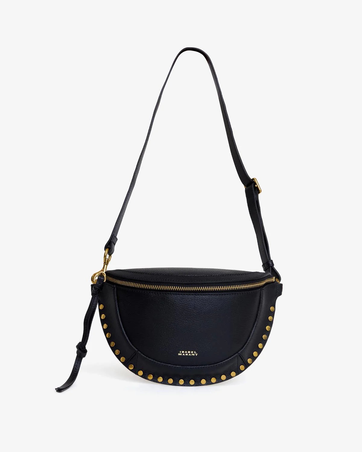 Skano grained leather belt bag, black