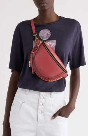 Skano leather belt bag, Antik pink
