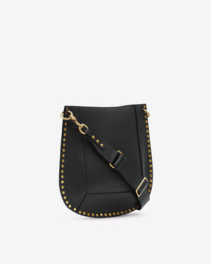 Oskan grained leather shoulder bag, black