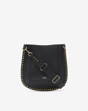 Oskan grained leather shoulder bag, black