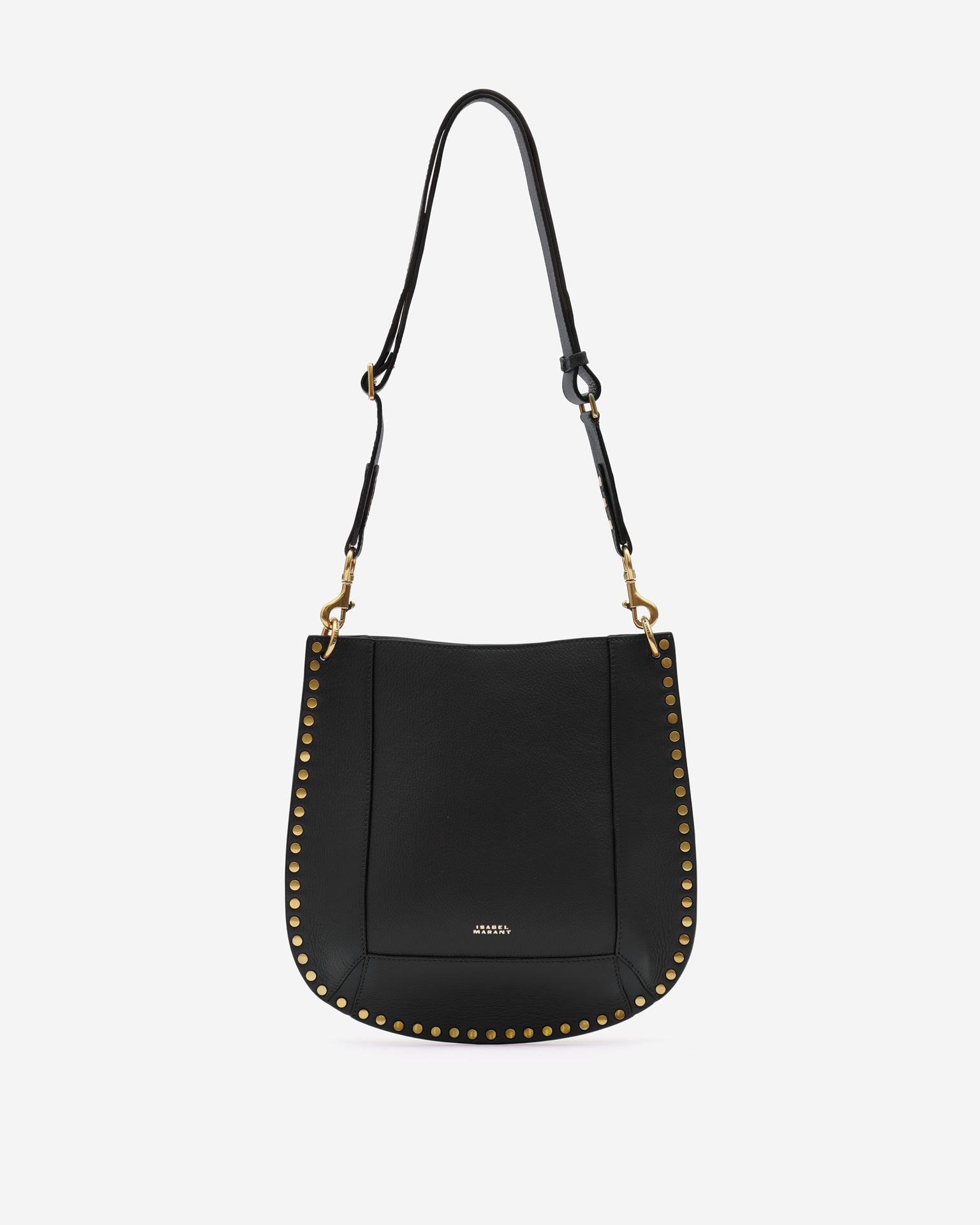 Oskan grained leather shoulder bag, black