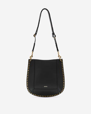 Oskan grained leather shoulder bag, black