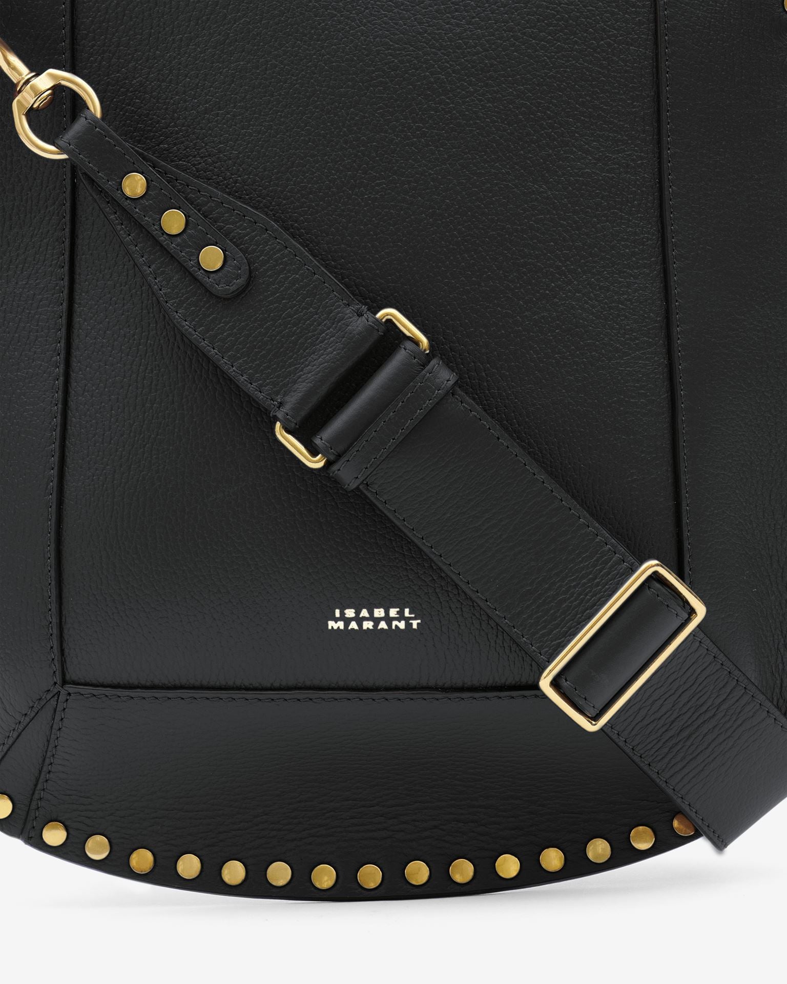 Oskan grained leather shoulder bag, black