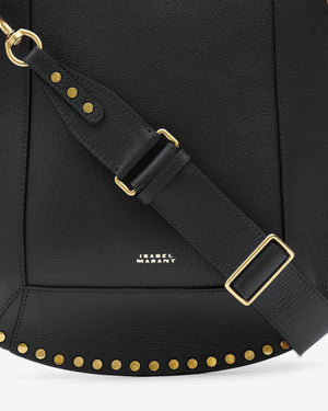 Oskan grained leather shoulder bag, black
