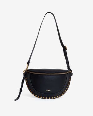 Skano grained leather belt bag, black