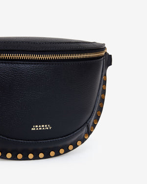 Skano grained leather belt bag, black