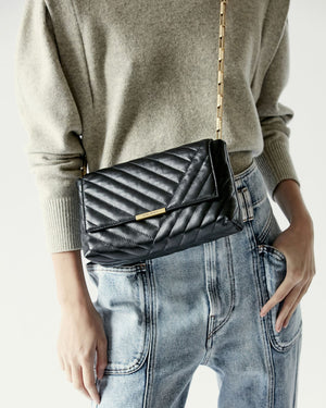 Merine shoulder bag, black leather