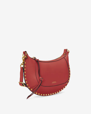 Oskan moon shoulder bag, grained leather, terracotta