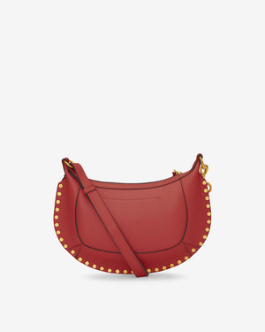 Oskan moon shoulder bag, grained leather, terracotta