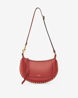 Oskan moon shoulder bag, grained leather, terracotta