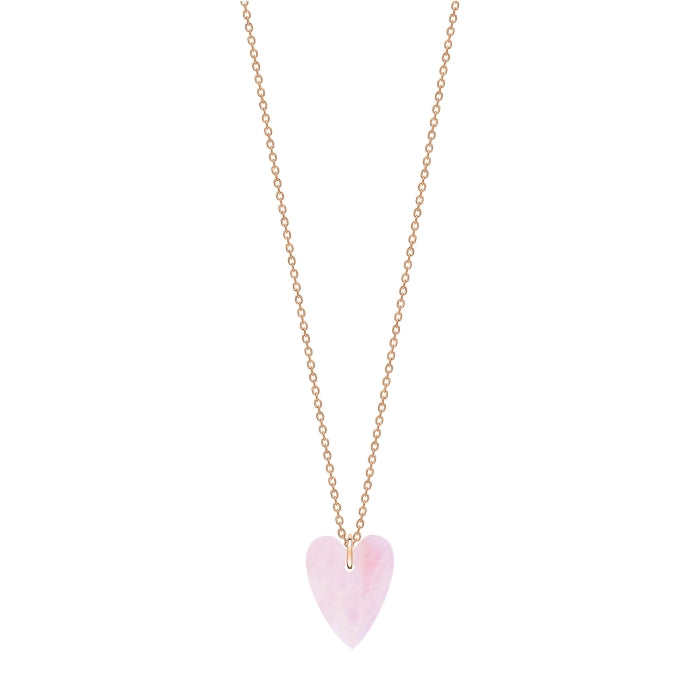 Angèle pink quartz heart on chain