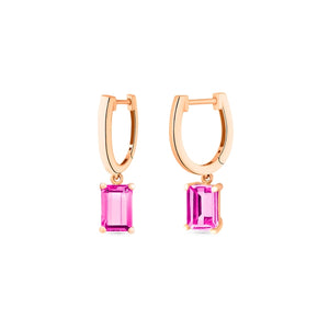 Cocktail pink topaz hoops