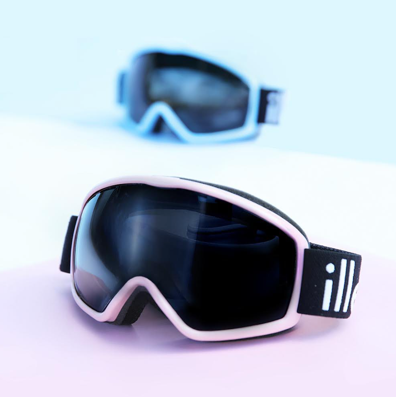 Ski goggles pale pink w grey polarized lenses