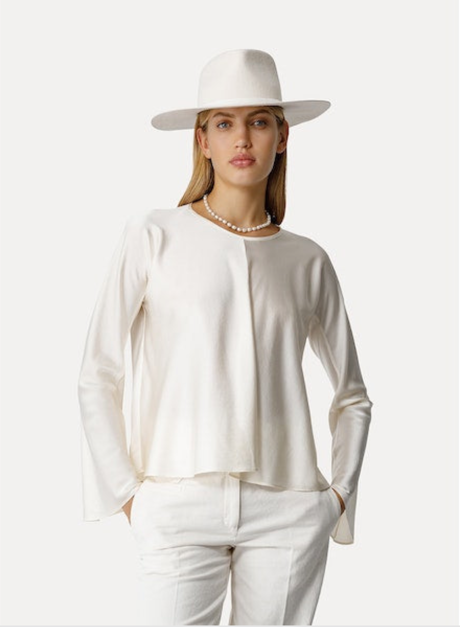 blouse in stretchy weighty silk satin, pure