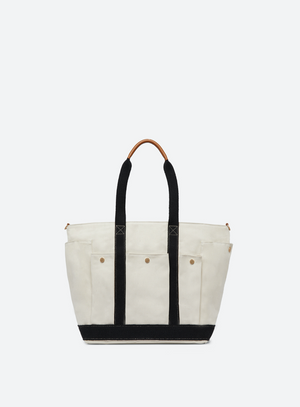 Multipocket tote bag, écru/black