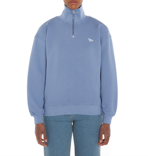 Baby fox patch half zip sweatshirt, hampton blue
