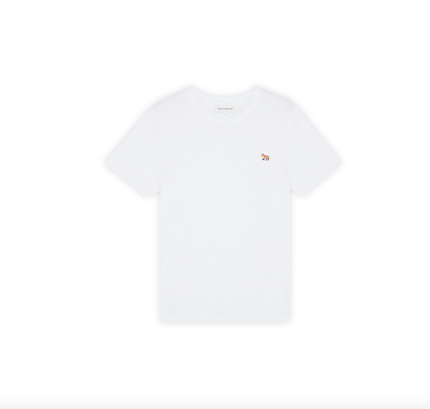 Baby fox patch regular tee shirt, white
