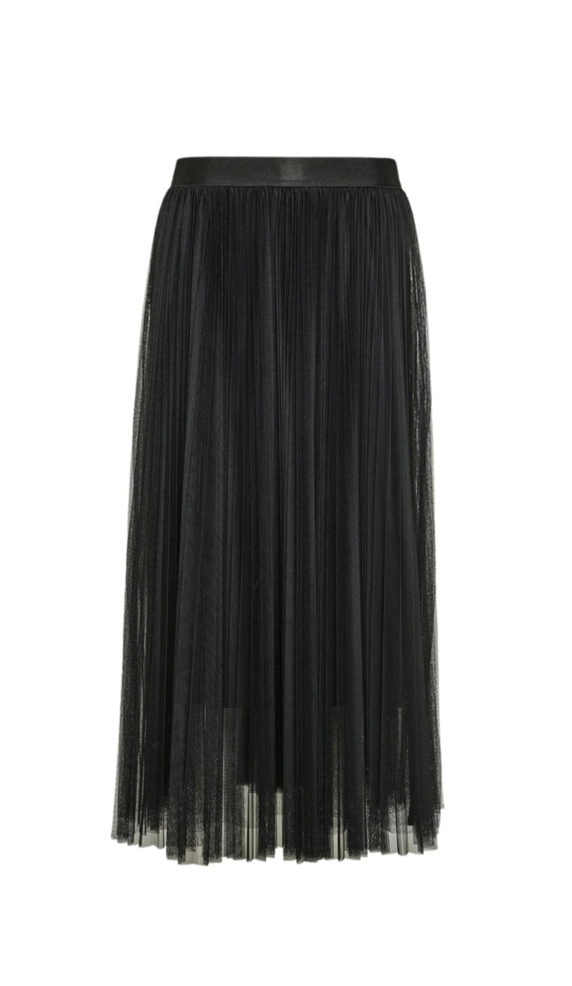 tulle skirt with sunray pleating, noir