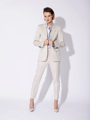 Cream stretch gabardine suit jacket