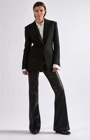 Black blazer, blue lining