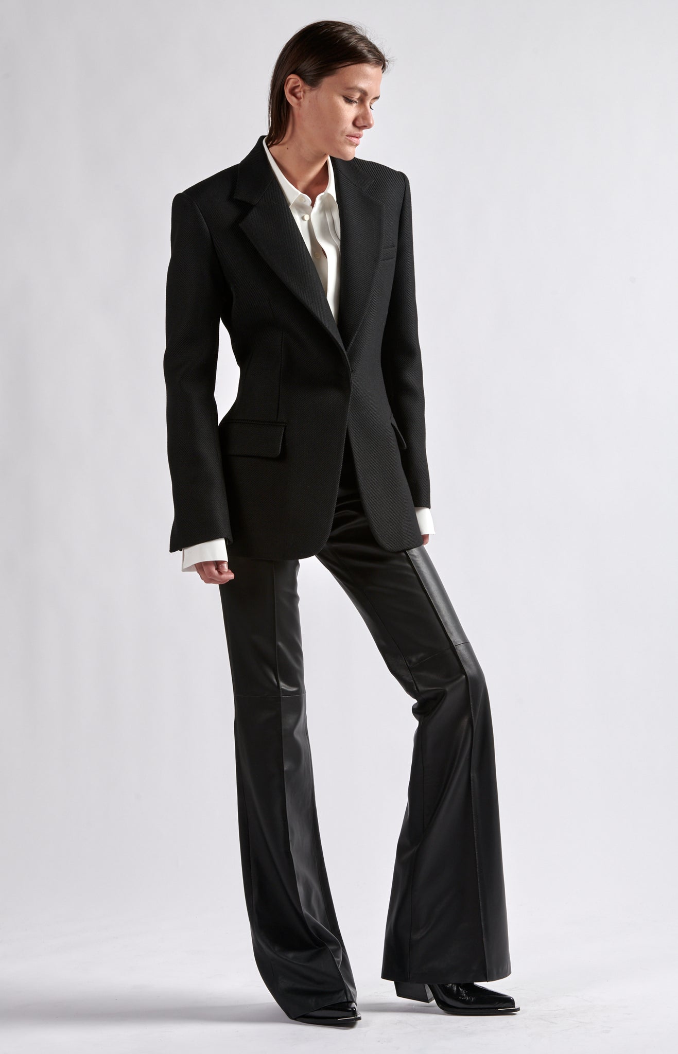 Black blazer, blue lining