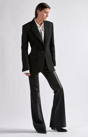 Black blazer, blue lining