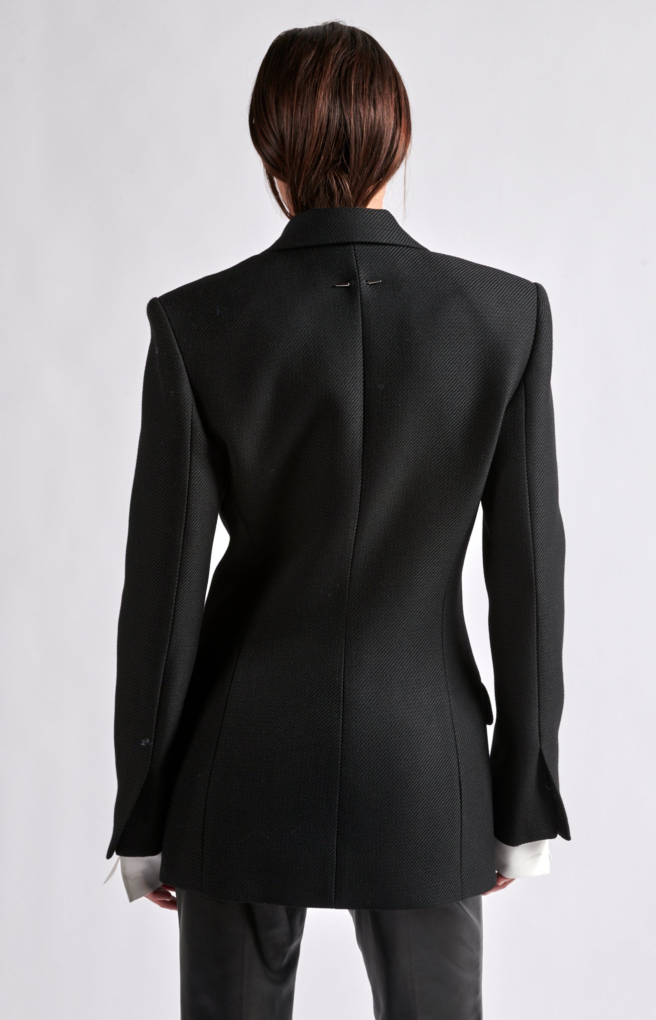 Black blazer, blue lining