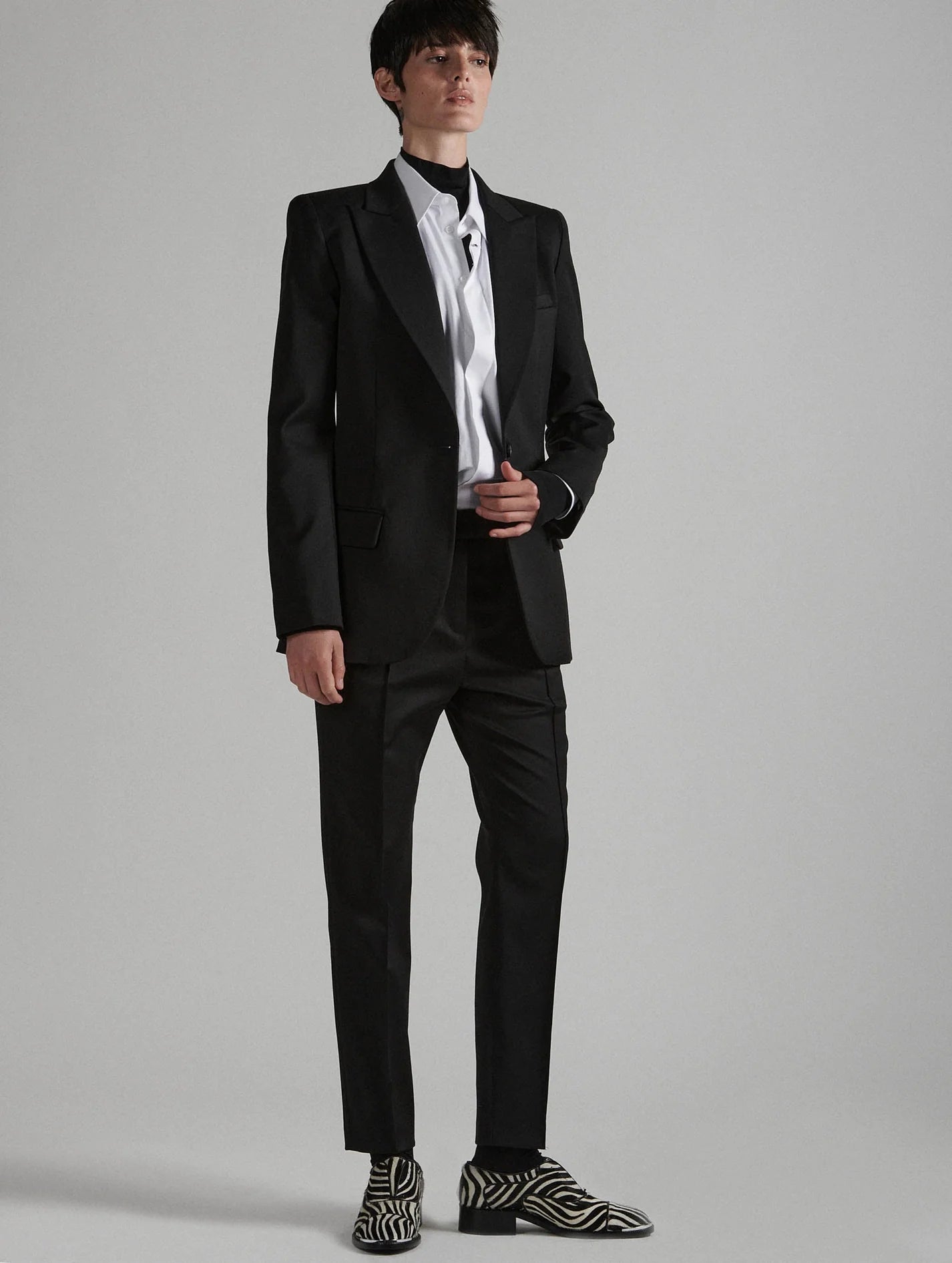 Black stretch wool gabardine roxy pants