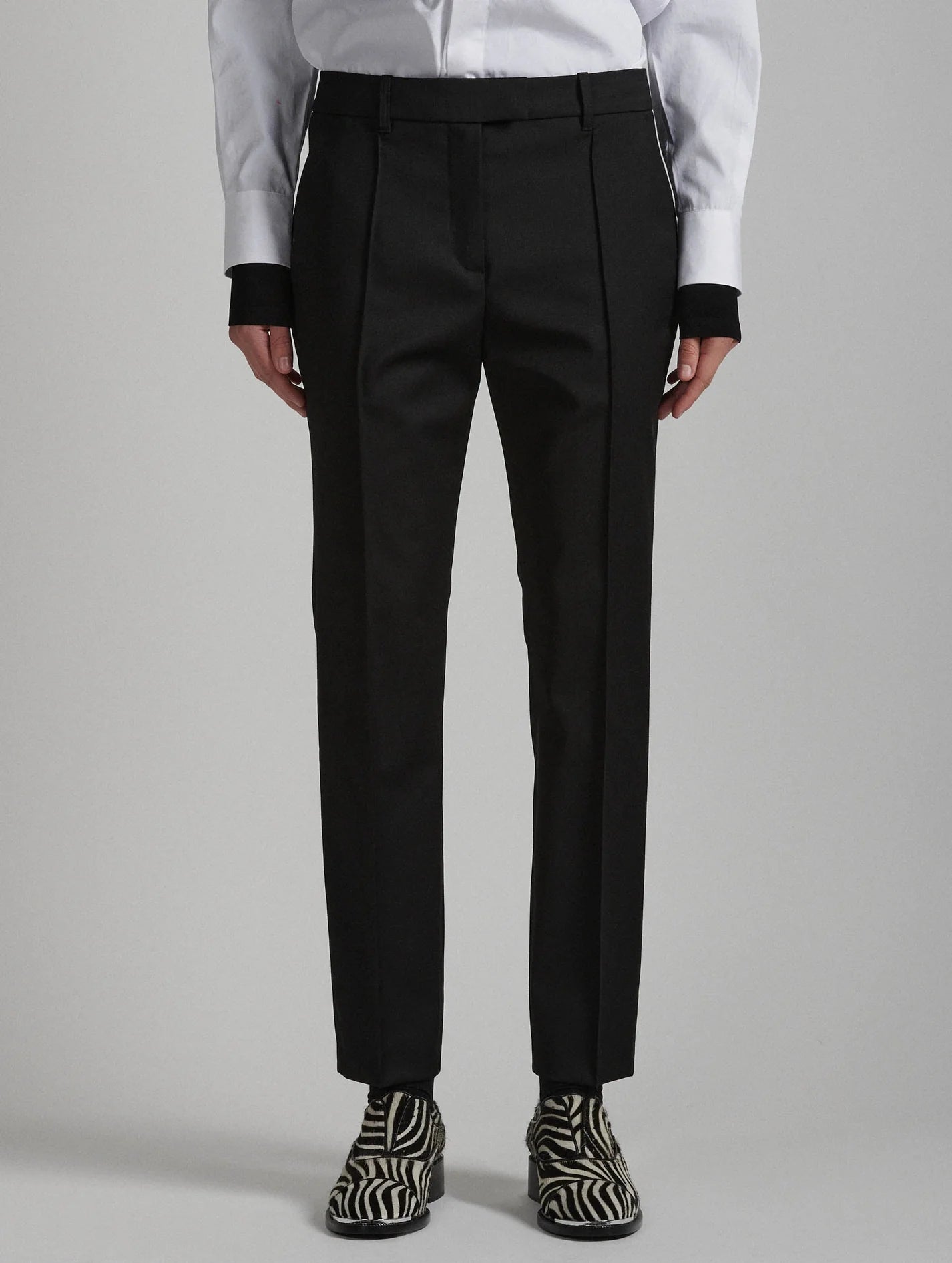 Black stretch wool gabardine roxy pants