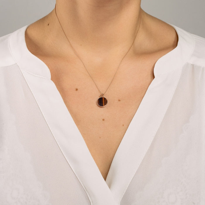 Ever Tiger Eye disc on chain EVETE