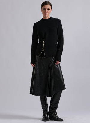 Lambswool knit w zip, Black