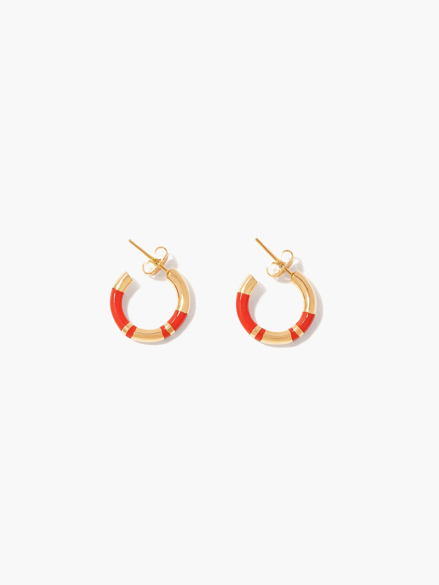 Positano mini hoop earrings, coral
