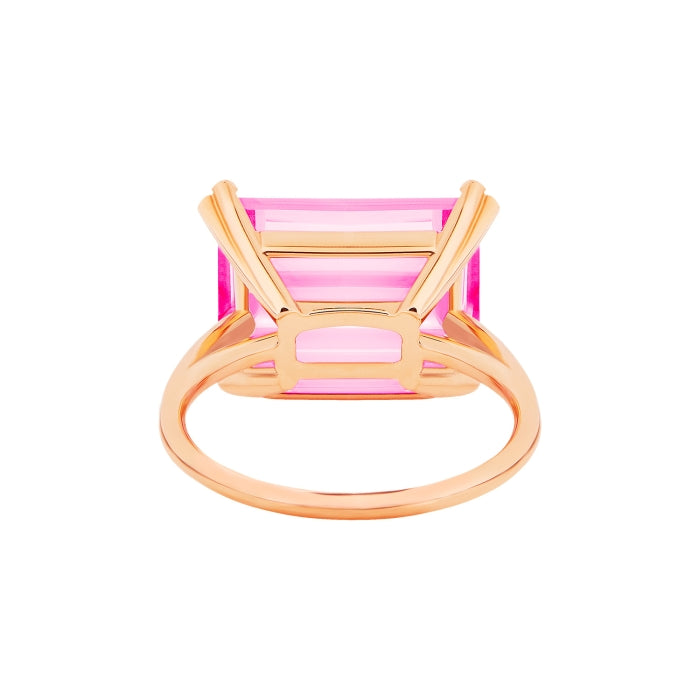 Cocktail horizontal pink topaz ring