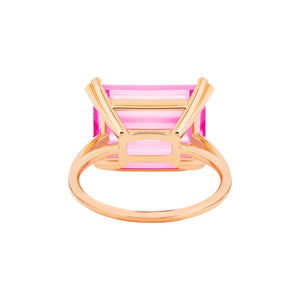 Cocktail horizontal pink topaz ring