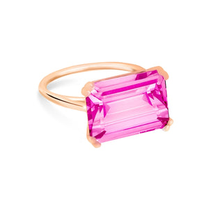 Cocktail horizontal pink topaz ring