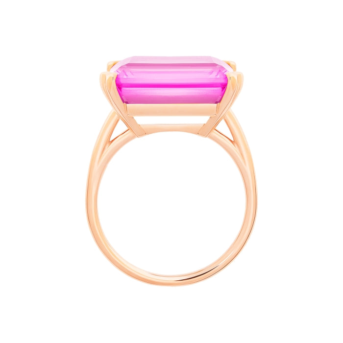 Cocktail horizontal pink topaz ring