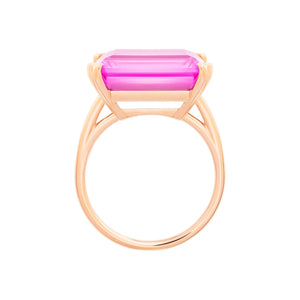 Cocktail horizontal pink topaz ring