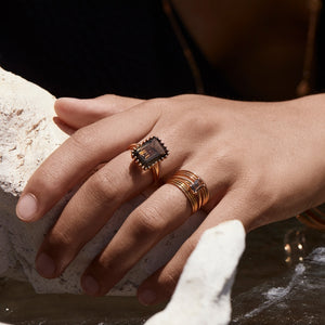Mini cocktail smoky quartz ring