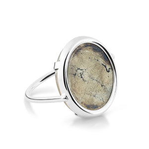 Fools gold white gold disc ring
