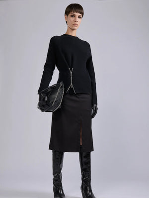 Lambswool knit w zip, Black
