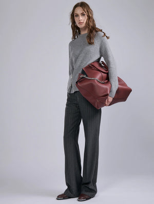 Lambswool knit w zip, Grey