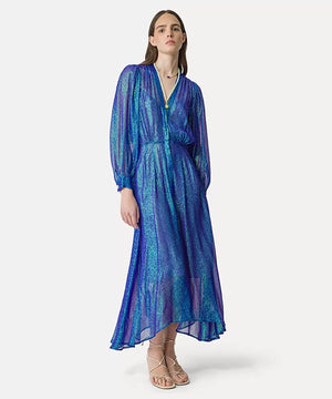 shirtdress in iridescent silk chiffon