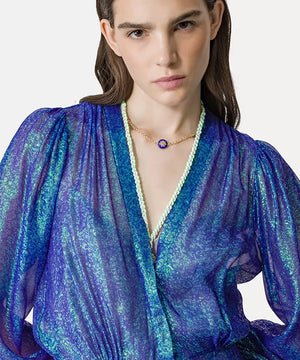 shirtdress in iridescent silk chiffon