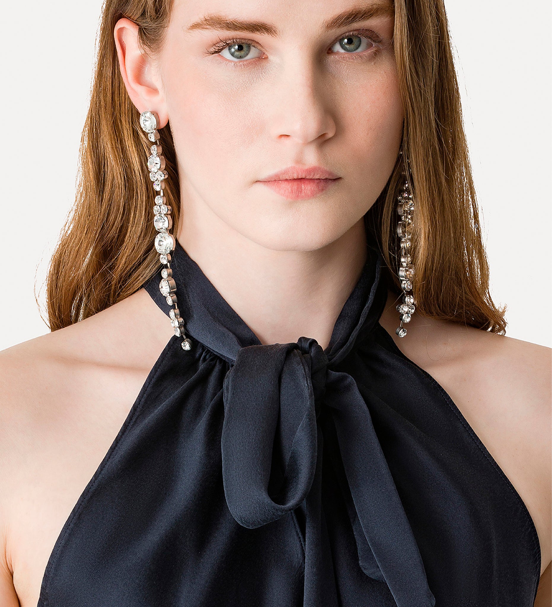 dangling earrings with crystal detailing